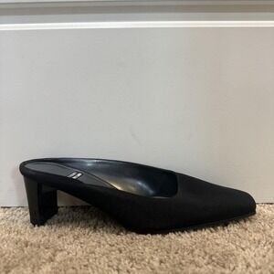 Stuart Weitzman Shoes Womens Size 5 Black Mule Block Heel Square Toe Slip On